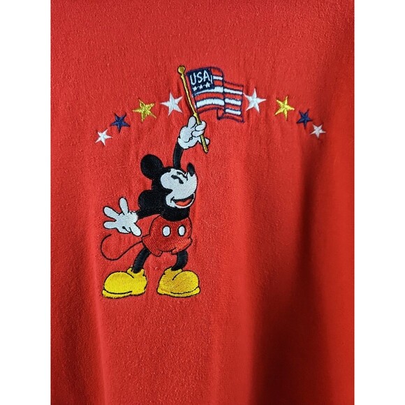 Disney Sweatshirt Adult X- Large Mickey Mouse USA Flag Y2k Crew Neck - Picture 2 of 4